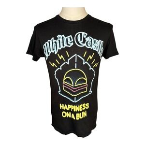 White Castle Graphic Tee Happiness on a‎ Bun Black T-Shirt Size Small NWT